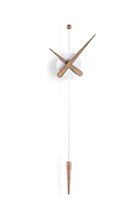 NOMON Reloj de Pared de diseño, ø28 x 63 cm Largo, Punta Blanco/Roble