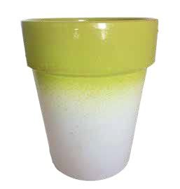 Ceramiche Angela Rinaldi - Vaso per piante Argento in Ceramica di Vietri dipinto a mano H cm 15 diametro cm 13 Fioriera Terracotta Maiolica (altezza cm. 25, diametro cm. 22, verde acido e bianco)