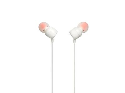 JBL Tune110 – Ecouteurs intra-auriculaires filaires – Son Pure Bass de JBL et bouton de contrôle – Connectivité : câble Jack 3,5 mm – Couleur : Blanc