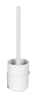 WENKO Kit d'accessoires pour WC Turbo-Loc® Carpino, porte-brosse WC en plastique de haute qualité à fixer sans percer sur surface lisse, brosse WC avec cache flexible, support mural en métal, blanc