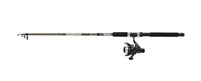 Mitchell Tanager Camo II Tele Spin Combo, telescopische hengel en haspel draaiende combo, ideaal voor beginners of incidentele vissers, roofdiervissen, snoek/baars/snoekbaars, groene camo, 2,1 m