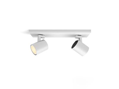 Philips Hue White Ambiance Runner 2 Faretti Bianco 2 x 5W GU10 incl. Dimmer Dimmer regolabile tramite App Compatibile con Amazon Alexa (Echo, Echo Dot)
