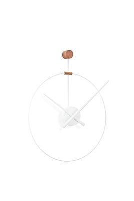 NOMON Wandklok met minimalistisch design, wit, eiken, 45 cm, Minimalistisch
