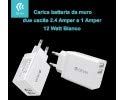Oplader batterijen 2 uitgangen 2,4 amper en 1 amper 12 watt wit