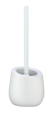 WENKO Piaçaba Badi branco cerâmica - escova para sanita com cerdas de silicone e limpeza de borda, cerâmica, 13,5 x 38 x 13,5 cm, branco
