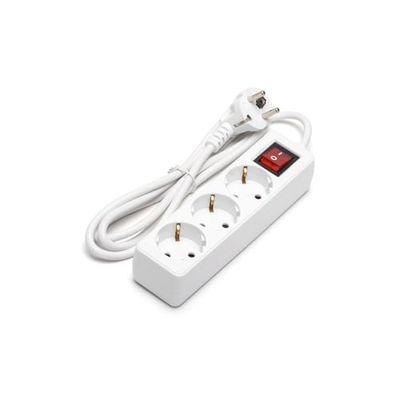 3-vägs vit grenuttag med strömbrytare, 1,5 m, 3 G1,0 mm², barnskydd, 3680 W