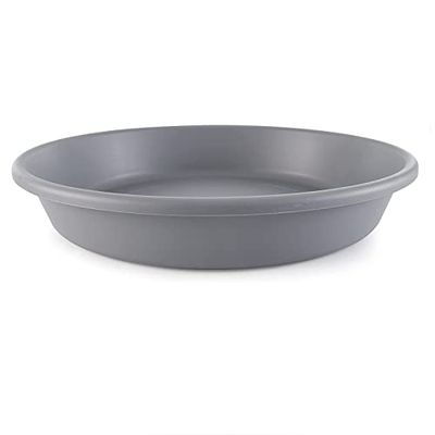 The HC Companies Soucoupe Ronde en Plastique Classique de 40,6 cm pour intérieur et extérieur - 40,6 x 40,6 x 7,6 cm - Gris Chaud