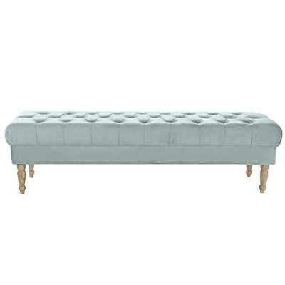 Banquette DKD Home Decor Bleu Polyester Bois de Caoutchouc (158 x 48 x 42 cm)