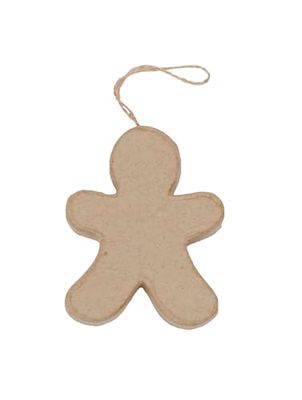 Décopatch NO039Cpack - Un Lot de 10 Supports en Papier brun mâché 1x6,5x8,5 cm, Bonhomme de Pain d'épice à suspendre