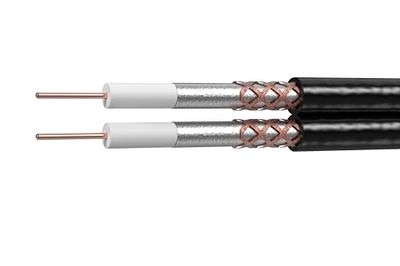 Labgear RG6 Twin Coaxiale Kabel 125m Drum, Zwarte Shotgun Kabel Dubbele Geleider, Low-Loss, Gasgeïnjecteerd Schuim Diëlektrische, Gevlochten & Folie Afscherming, Duurzame PVC Schede