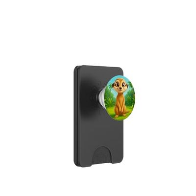 Lindo suricata en selvas sonriendo feliz suricata kawaii PopSockets PopWallet para MagSafe