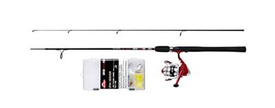 Berkley Vang meer vis Spin Tele Combo, Hengel en haspel Combo, Roofdiervissen, Spinning Reel Pre-Spooled Met Mono, Visgerei Box Met Kunstaas & Accessoires, Snoek/Baars/Snoekbaars, Zwart, 2.1m | 10-30g