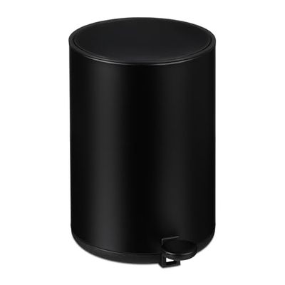 Relaxdays Poubelle de salle de bain, 3 L, fermeture en douceur, aspect mat, seau amovible, à pédale, noire