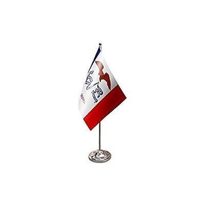 AZ FLAG Bandiera da Tavolo di PRESTIGIO Iowa 22x15cm in Raso - Piccola BANDIERINA Stato Americano – USA - Stati Uniti 15 x 22 cm
