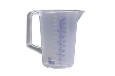 Hünersdorff caraffa graduata 1l | polipropilene (PP) | infrangibile e lavabile in lavastoviglie | manico chiuso | scala blu