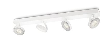 Philips myLiving Clockwork Barra de 4 focos LED, iluminação interior, alumínio, cor branca, luz branca quente