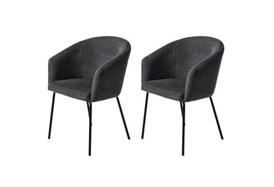 FJORDFORM Brego Chaise de Salle à Manger, 2 chaises, Gris foncé, Pieds en métal Noir, Taille Unique
