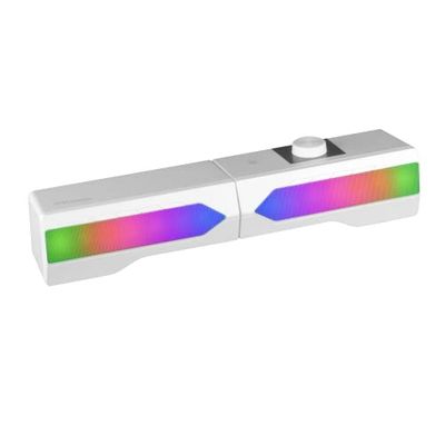 Mars Gaming MSDUOW, Barre de Son + Haut-parleurs Gaming 2.0, RGB Mesh, Bluetooth 5.0 + Jack 3.5mm, Son DSP 15W, Blanc