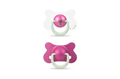 Suavinex Sucettes Reversible Night&Day Lapin, Rose, 4/18 Mois, 2 Unités