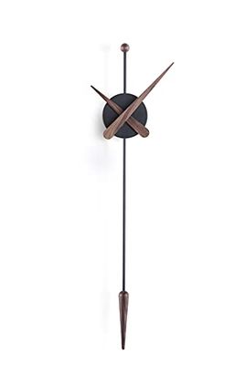 NOMON Reloj de Pared de diseño, ø28 x 63 cm Largo, Punta Negro/Nogal