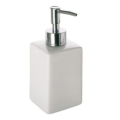 Gedy Queenstown - Dispensador de jabón de cerámica ecológica, Acabado Blanco, diseño I+D, 16 x 6,5 cm y 0,48 kg