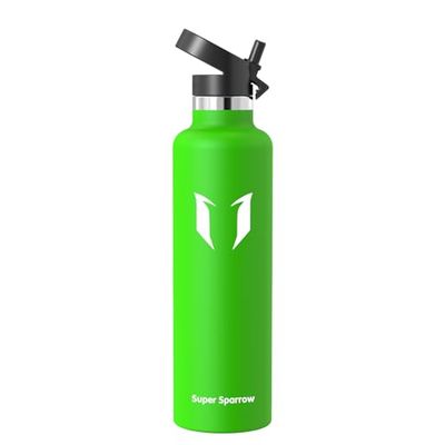 Super Sparrow Waterfles 1L, RVS Drinkfles, Waterflessen Herbruikbaar Rietje, Lekvrije Sportwaterflessen BPA Vrij, Waterfles Vaatwasserbestendig voor Sport, Outdoor