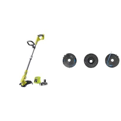 Ryobi- Coupe-Bordures/Dresse-Bordures 18V One+ - 25/30 cm (1 x 2 Ah) - RLT183220S & Lot de 3 Bobines Simple Fil Ø 1,6mm, Longueur 4,5m pour Coupe-Bordure Électrique