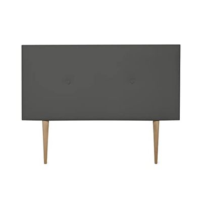 DUÉRMETE ONLINE Premium hoofdbord, model Milan, met poten, bekleding van hoogwaardig kunstleer, hout, grijs, 100 x 60 cm (bed 90)