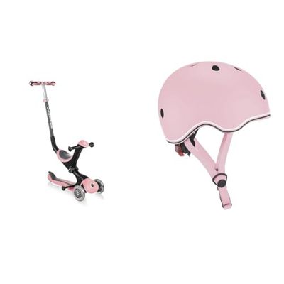 Globber Patinete GO-UP Deluxe Rosa Pastel Claro & Kids Helmet XXS/XS - Casco de protección para niños y jóvenes, Rosa Pastel