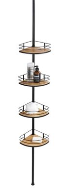 Wenko Rinconera Telescopisch roestvrijstalen Dolcedo Bamboo, metaal, zwart, 31 x 65-275 x 23 cm
