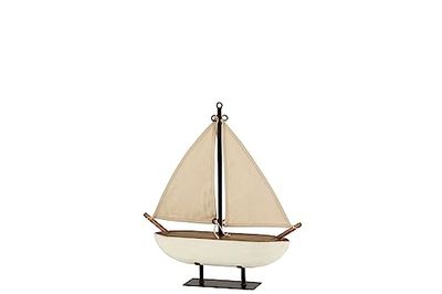 J-Line - Barco para velos de Madera/Yute Blanco/marrón