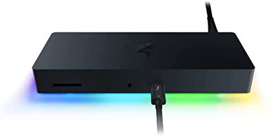 Razer Thunderbolt 4 Dock Chroma - Hub Premium con iluminación RGB para Windows y Mac (10 Puertos en uno, Salida a Dos monitores 4K o un Monitor 8K) Negro