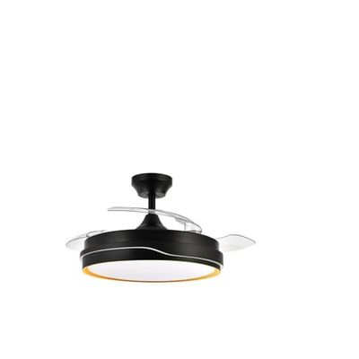 blendend Ventilator DC 72 W, zwart/goud, met 3 vleugels, instelbaar licht 3000 K, 4500 K, 6000 K, 7200 lm, afstandsbediening, timer en geheugen inbegrepen.