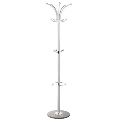 DRW Appendiabiti da Terra in Metallo con Base in Marmo Bianco 36x175cm