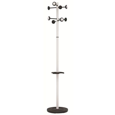 UNILUX Accueil Portemanteau sur Pied a Tate tournante avec 8 Pateres Porte-parapluies et Egouttoir 175 x 34 cm, Blanc