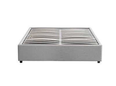 Loungitude - Barcelona Lit Coffre Adulte Classique - Tissu Gris - Sommier Inclus - l 180 x L 200 cm