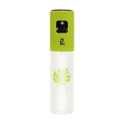 PLIC - Flacone nebulizzatore da 100 ml - Spruzzatore ricaricabile - Vaporizzazione morbida con gocce sottili - Formato aereo - Multiuso - Trasparente e Verde