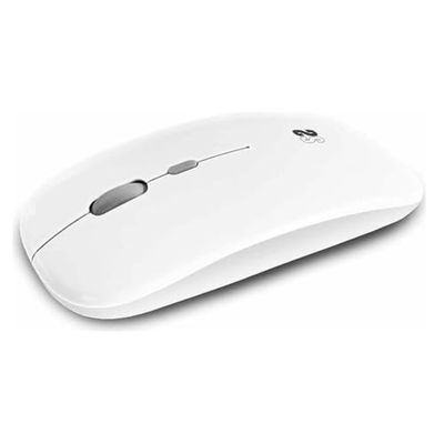 SUBBLIM Optische muis, draadloos, 2,4 G, bluetooth, dual flat voor pc, laptop, MacBook, met 4 toetsen, scrollwiel, ultradun en ergonomisch, stil, 1600 dpi, beide handen, wit