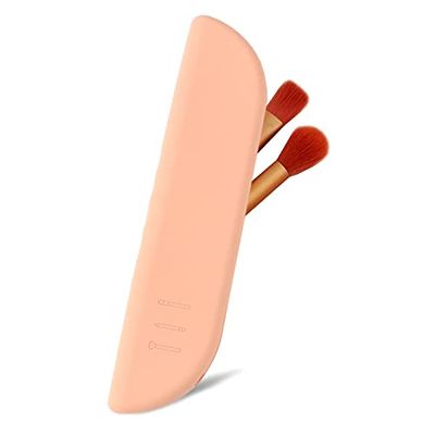 Make-up kwastenhouder make-up kwasten opslag, 21 cm siliconen make-up penseelhouder, penseel opbergen, make-up sets voor vrouwen en meisjes, draagbare reis-make-upkwastenetui (kaki)
