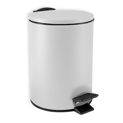 Spirella, Poubelle à Pédale en Acier, Modèle Adelar, Mécanisme slow close, le couvercle se referme doucement et silencieusement, Revêtement anti-traces de doigts, Blanc, 3 Litres