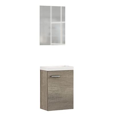 Baikal 24010555 Móveis de casa de banho lavatório e espelho, de uma porta, ideal para casas de banho ou pequenas, Melamina 16, Nebraska, cm