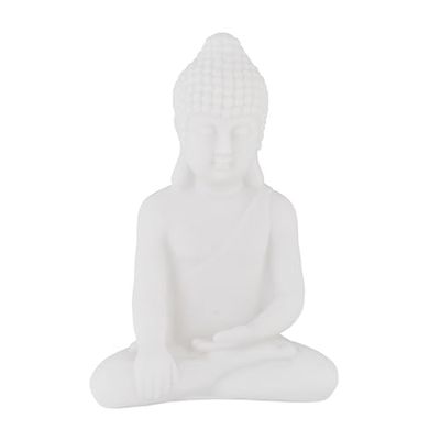 Relaxdays Statue Bouddha Assis, 17 cm de Haut, résistante aux intempéries et au Gel, pour Salon & Jardin, Blanche