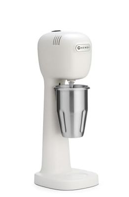 HENDI Mixeur à milkshake, frappés, mixeur à boissons, avec 2 Bol mélangeur (inox et polycarbonate) & 4 agitateurs remplaçables, 230V/400W, 170x196x(H)490mm, blanc