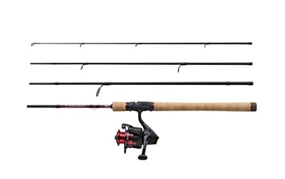 Abu Garcia Diplomat V2 reiscombo, hengel en haspel combo, draaien, kunstaasvissen, geleverd met harde reiskoffer, roofdiervissen, snoek/baars/snoekbaars, unisex, zwart/rood, 2,74 m | 12-32 g