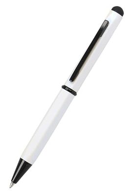 Online Hexagon Stylus Ballpoint Pen, White, Aluminium, D1 Refill, Blue Ink, Touchpen, Pack of 1