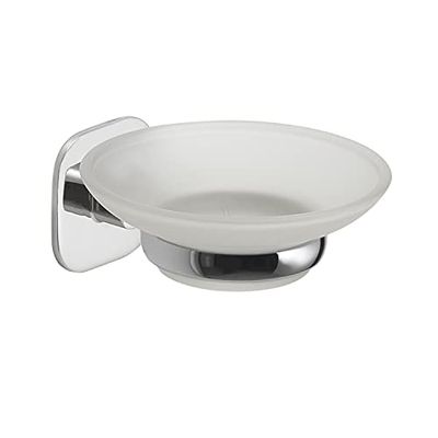 Gedy Teide, Solid Soap Holder in Stainless Steel and Cromall, Chrome Finish, Includes 3M Double-Sided Adhesive and Screws, 5,2X11X11 CM