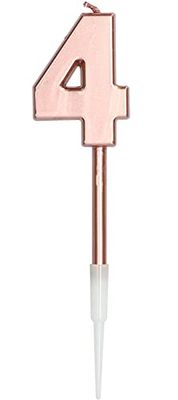 Folat 67034 Kaars Cijfer 4 Roségoud Metallic