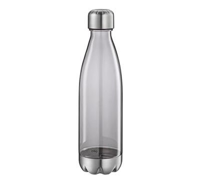 cilio ELEGANT Vattenflaska grå transparent | 700 ml | Tritan/satinerat rostfritt stål | BPA-fri | Lämplig för kolsyra | bryt- och läckagesäker | med skruvlock | Drycker upp till 50 °C