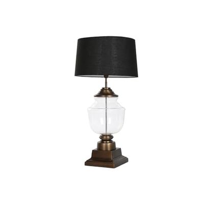 LAMPARA SOBREMESA ACERO PATINADO CRISTAL 55X55X106