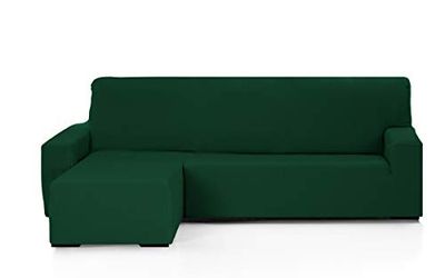 Martina Home - Emilia - Housse élastique pour Chaise Longue - Bras Gauche Court (vu de Face) - Vert Bouteille